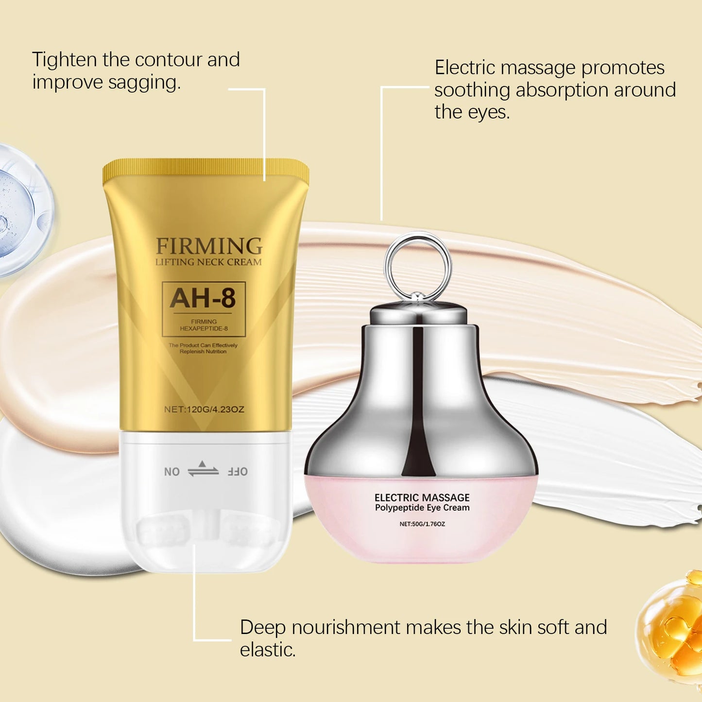 Anti Aging Skin Care Collagen Electric Massage Eye Cream for Dark Circle Ah-8 Firming Neck Cream Moisturizing Tightening Lotion
