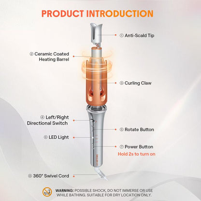 SHEGLAM Hair Automatic Curling Iron 1/1.25 Inch with 3 Temperatures, 2-Way Rotation, Anti-Scald, Anti-Tangle, Automatic Shut-Off, Hair Styling Tool Swivel Cord Barrel Hair Curler Rizador De Pelo