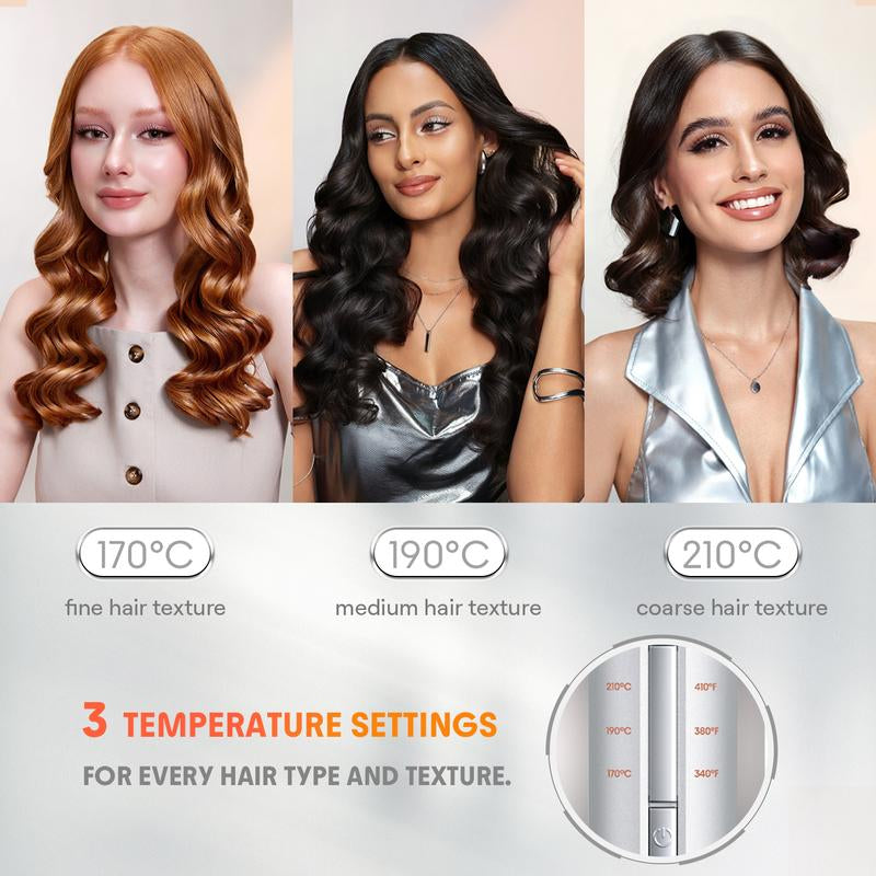 SHEGLAM Hair Automatic Curling Iron 1/1.25 Inch with 3 Temperatures, 2-Way Rotation, Anti-Scald, Anti-Tangle, Automatic Shut-Off, Hair Styling Tool Swivel Cord Barrel Hair Curler Rizador De Pelo