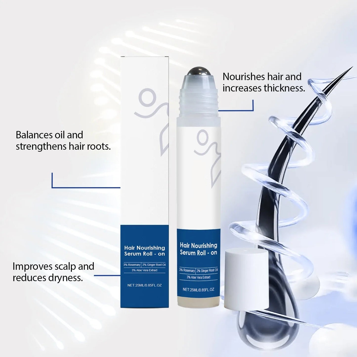 Rosemary Hair Growth Roller Essence Improves Scalp Health Stimulates Follicle Activity Reduces Hair Breakage Increases Density