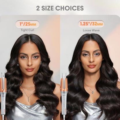 SHEGLAM Hair Automatic Curling Iron 1/1.25 Inch with 3 Temperatures, 2-Way Rotation, Anti-Scald, Anti-Tangle, Automatic Shut-Off, Hair Styling Tool Swivel Cord Barrel Hair Curler Rizador De Pelo