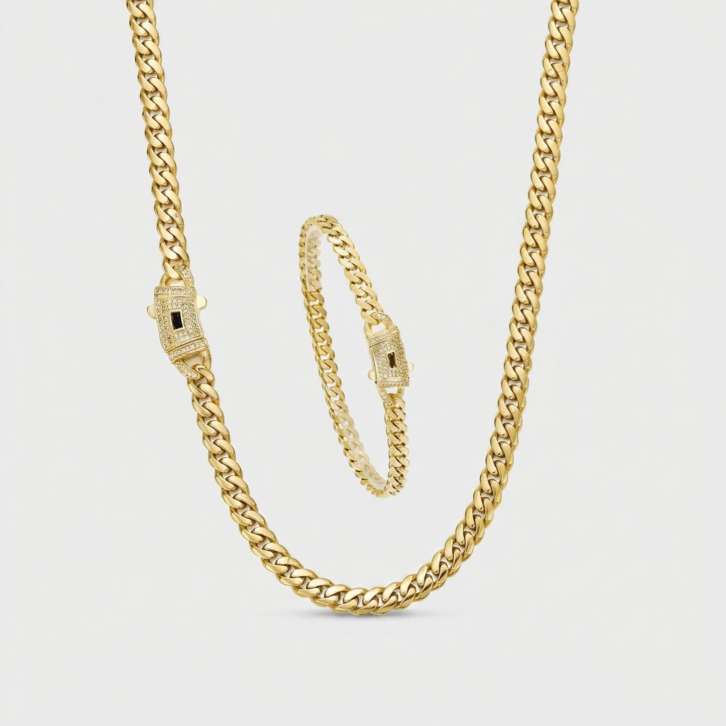 Cuban Link Style Necklace and Bracelet Set